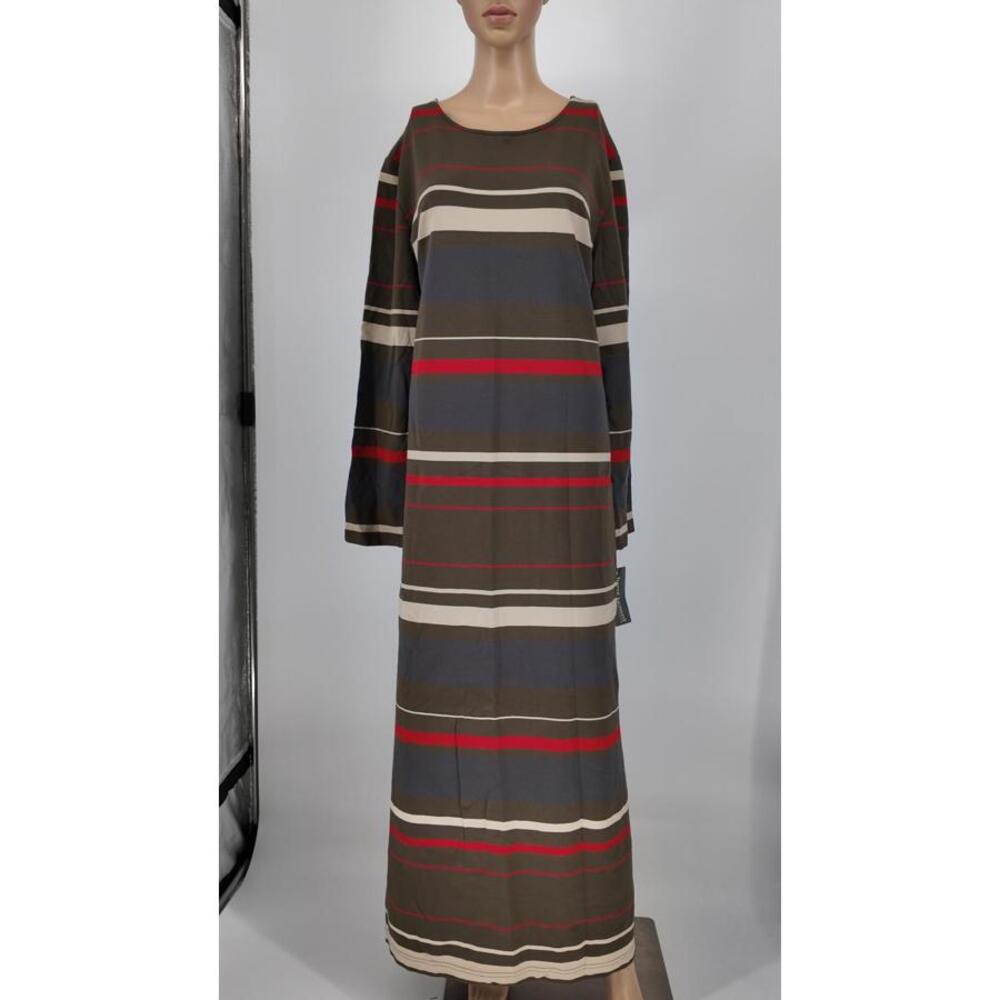 Harvé Benard Women's XL Striped Maxi Dress Cotton Polyester Lycra Long Sleeve